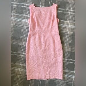 VTG Anne Klein pink linen sheath dress 12